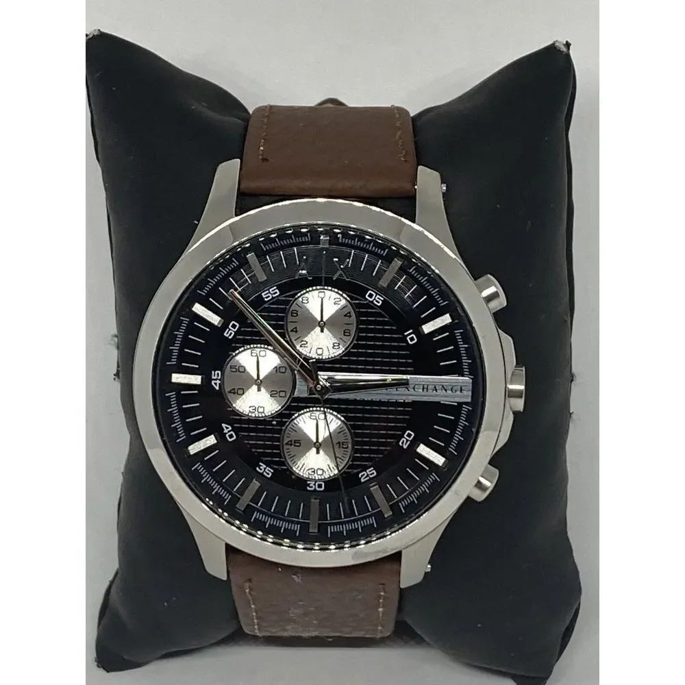 Armani Exchange AX2152 Men's Leather Analog Black Dial Quartz Wrist Watch XR760
